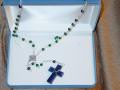 Lapis Lazuli Cross, Malachite beads, & Sterling Silver Celtic Knot Centerpiece 