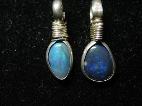 Black Lightning Ridge Set Opals